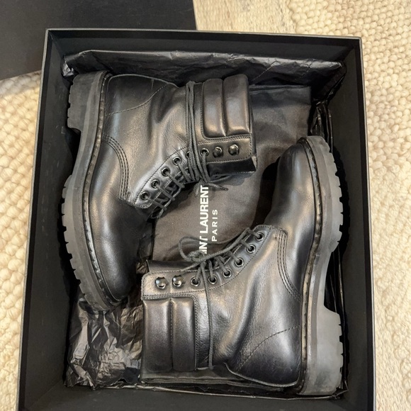 YSL Saint Laurent Paris Black Combat Boots size:36 - Picture 8 of 9
